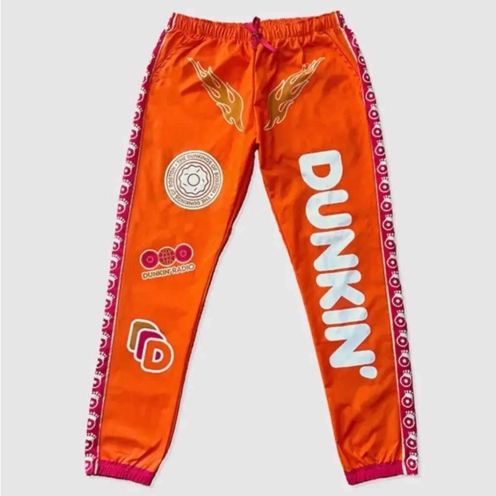 NWT unisex Dunkin' Dunkings Orange Track Pants Super Bowl Tom Brady donut